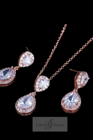 Poppy Ann Necklace & Earrings Rose Gold Set